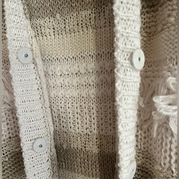 NWT $659 Peserico Striped Cardigan Vest Cream Tan Gold Sequin Italy Size 48 US12 - Picture 5 of 11